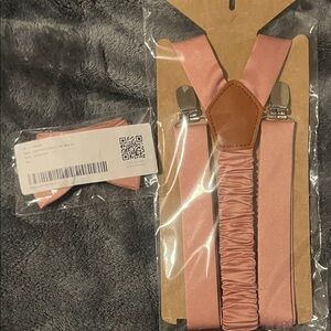 Azazie Pink Kids Suspenders and Bow Tie Set